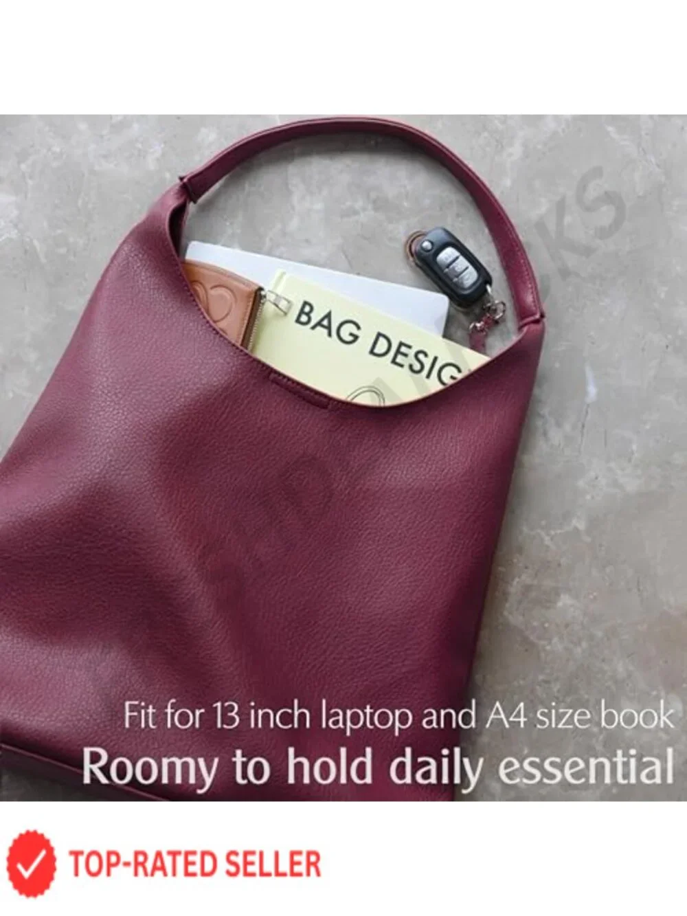 Slouchy Hobo Tote Vegan Leather Shoulder Handbag Women's Purse